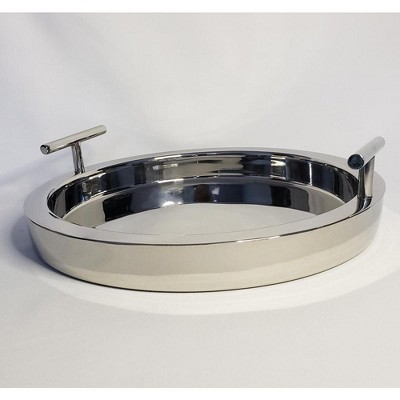 Jiallo Stainless Steel Silver Double wall tray with T handles 14" dia