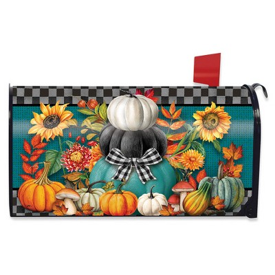 Briarwood Lane Fall Mailbox Cover  - Standard Size - Colorful Pumpkin Stack For Fall Mailbox Cover