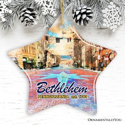Historical Bethlehem City Ceramic Ornament, Pennsylvania Travel Christmas Keepsake| OrnamentallyYou