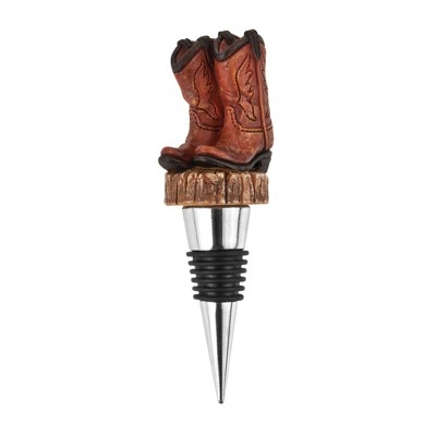 Foster & Rye Cowboy Boot Bottle Stopper and Wine Pourer, Unique Metal Wine Stopper, Fits Standard Wine Bottles, Brown, Set of 1