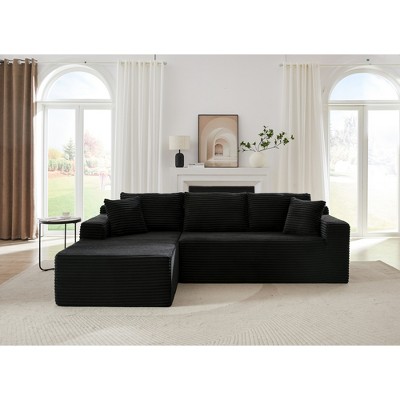 103''Modular Corduroy L-Shaped Sectional Sofa with Deep Seat, No Assembly Required