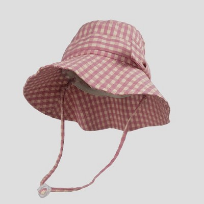 Anna-Kaci Women's Gingham Wide - Brim Sun Hat with Bow Chin Strap