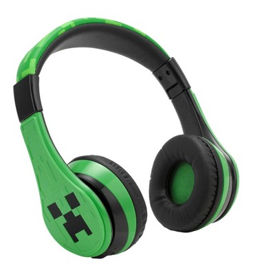eKids Minecraft Bluetooth Headphones for Kids, Over Ear Headphones with Microphone - Green (Xi-B52MX.FXv24)