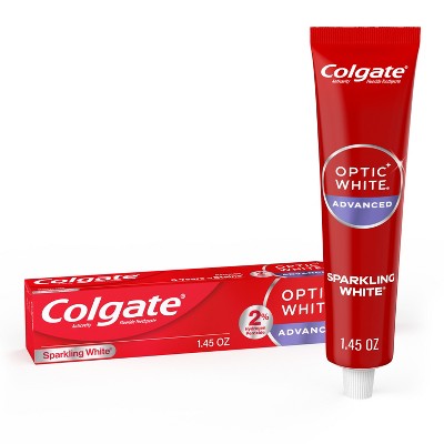 Colgate Optic White Advanced Whitening Toothpaste with Fluoride, 2% Hydrogen Peroxide - Sparkling White - 3.2oz