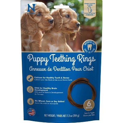 N-Bone Puppy Teething Rings Peanut Butter Flavor Rawhide Alternatives, Dental and Hard Chews Dog Treats - 7.2oz
