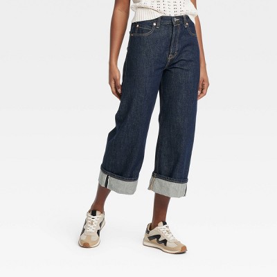 Women's Mid-Rise Cropped Vintage Wide Leg Jeans - Universal Thread™