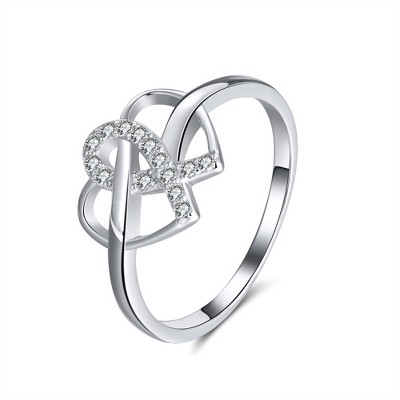 Infinity Heart Promise Ring Silver Cubic Zirconia Women Ginger Lyne Collection