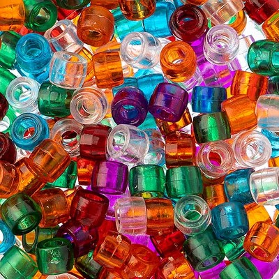 John Bead 1000pcs 6mm Mini Plastic Crow Beads Assorted Transparent Pony Bead