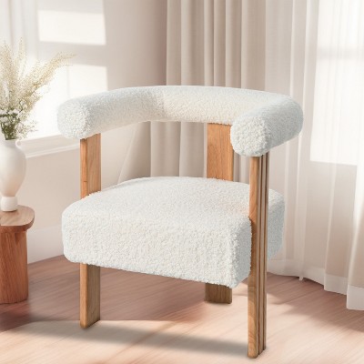 Kumasinova Teddy Fabric Barrel Chairs,Modern Accent Chair with 3 Legs,Comfy Reading Chair with Arms,Accent Chairs for Kitchen,Dining&Living Room