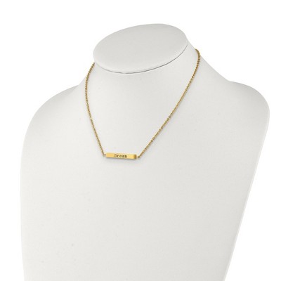 Chisel Stainless Steel and Enameled with Cubic Zirconia ENJOY THE LITTLE THINGS Bar on a 16" Cable Chain Necklace with a 2" Ext.