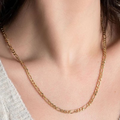 RMZ GOLD NYC 18K Gold Plated 4.5mm Figaro Chain Necklace