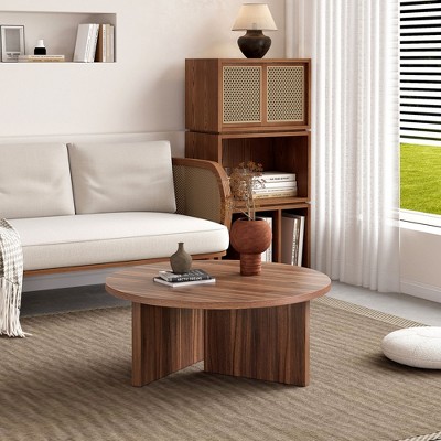 Versatile MDF Black Round Coffee Table for Various Interior Styles, Exhibiting Modern Minimalism and Nordic Charm