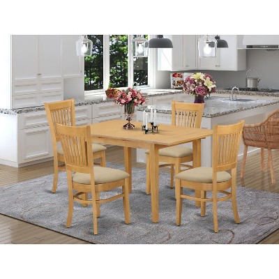HomeStock Round Dining Room Set - Small Dining Table And four Dinette Chairs, Mahogany