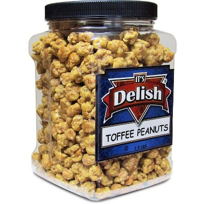 Toffee Coated Peanuts by It's Delish, 2.5 LBS Jumbo Reusable Container Jar
