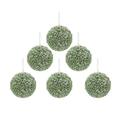 Whisen D3.9" Christmas Ball Ornaments, Decorative Hanging Ball Christmas Tree Ornaments, Set of 6 - Green