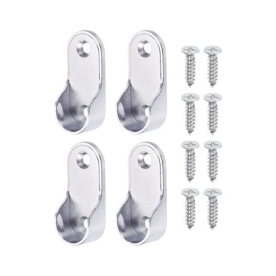 Unique Bargains Zinc Alloy Oval Durable Closet Rod End Supports Silver