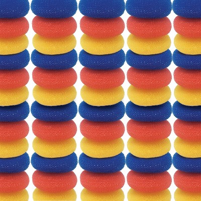 LOLA Jumbo 4" Plastic Mesh Scouring Pads, Non-Scratch, Great for Pots, Dishwashing, Sinks, Appliances, Assorted Colors, 144 Pack