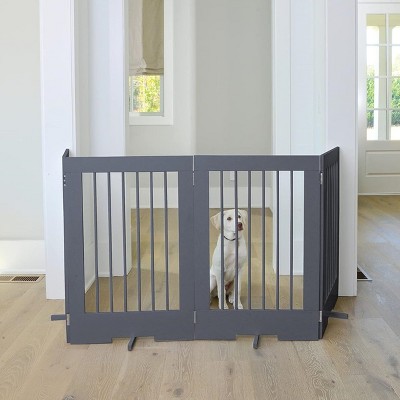 Cardinal Gates 4PG 4-Panel Freestanding Wood Pet Gate - Gray