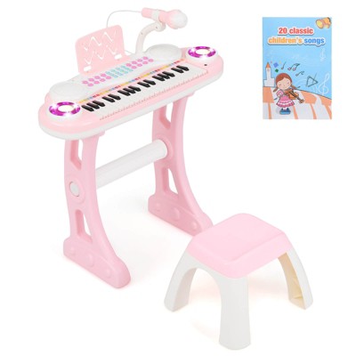 Costway 37-Key Kids Piano Keyboard Playset Electronic Organ Light BluePink