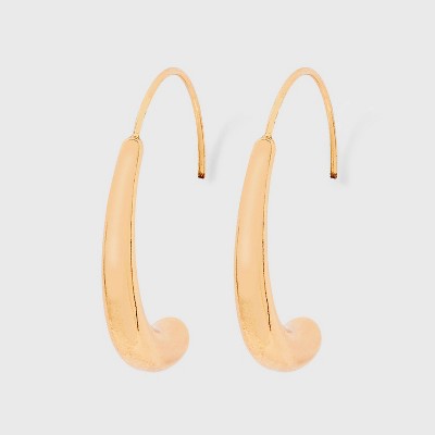 Tubular Threader Hoop Earrings - Universal Thread™ Gold: Brass & Zinc Alloy, Nickel-Free, 1.33" Length, 5.6g Weight
