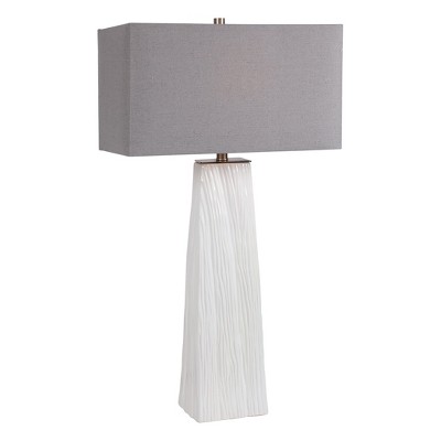 Uttermost 28383 Sycamore White Table Lamp with Gray Linen Rectangle Shade