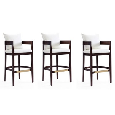 Set of 3 Ritz Upholstered Beech Wood Barstools - Manhattan Comfort