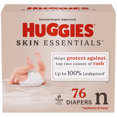 Huggies Skin Essentials Luxury Diapers – (Select Size and Count)