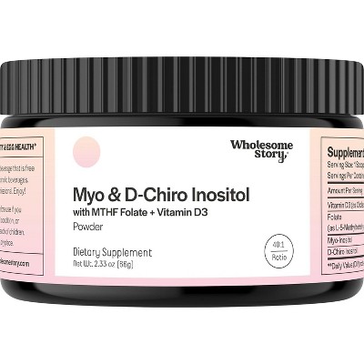 Myo & D-Chiro Inositol Supplement with MTHF Folate + Vitamin D3, Hormonal Balance & Healthy Ovarian Support, Wholesome Story, 66g