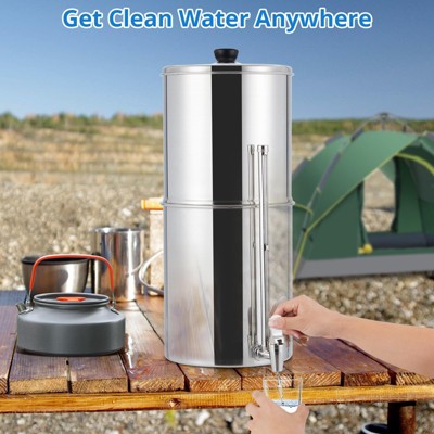 Gravity-fed Water Filter, 2.25G Stainless-Steel Countertop Water Filter for Home, Camping, RV, Emergencie