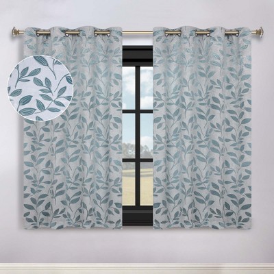 Modern Bohemian Leaves Room Darkening Semi-Blackout Curtains, Set of 2 by Blue Nile Mills
