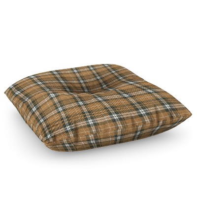 Little Arrow Design Co fall plaid brown olive Square Floor Pillow - Deny Desings