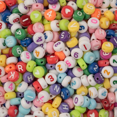 John Bead 4x7mm Multicolor Plastic Round Alphabet Number Craft Beads, 130g