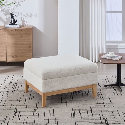 Kumasinova 33.86" Storage Ottoman with Flip Top Lid,Multi-Functional Coffee Table Ottoman with Rubberwood Legs,Foot Stool for Bedroom,Entryway,Dorm