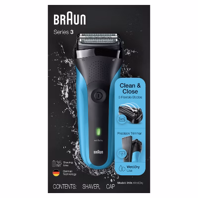 BRAUN SERIES 3-310S MEN'S RECHARGEABLE WET & DRY ELECTRIC FOIL SHAVER