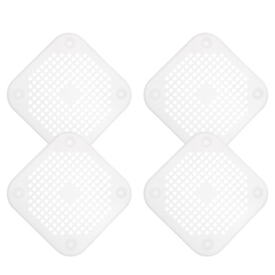 Unique Bargains Shower Drain Hair Catcher Square Drain Cover Silicone Strainer Hair Stopper for Shower Sink Bathroom Tub Accessories