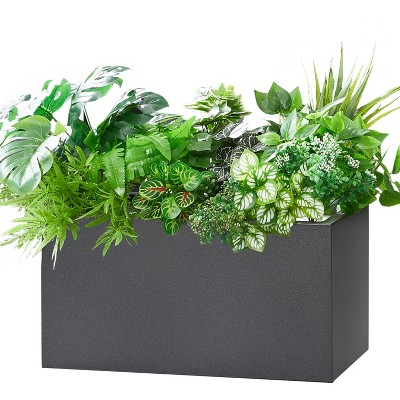 Wallowa Weather Resistant Seamless Metal Flower Box with Drainage Hole and Modern Design