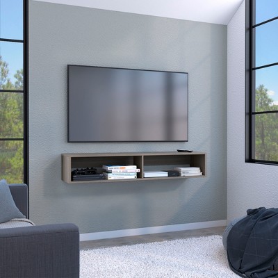 59" Floating TV Stand with Open Shelves, TV Console Table with Media Compartments, and Cable Management for Living Room and Bedroom