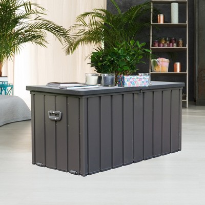 Gulches 100 Gallon Outdoor Storage Deck Box Waterproof, Large Patio Storage Bin for Outside Cushions, Throw Pillows, Garden Tools, Lockable,Dark Gray