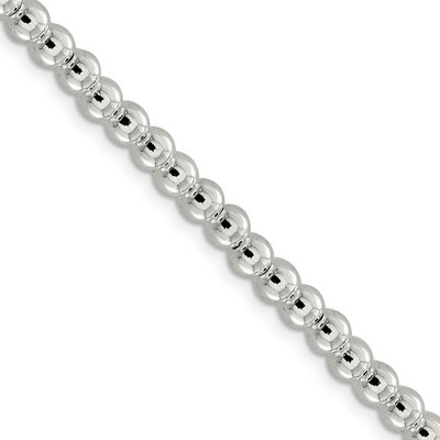 Black Bow Jewelry 5mm, Sterling Silver, Beaded Box Chain Necklace