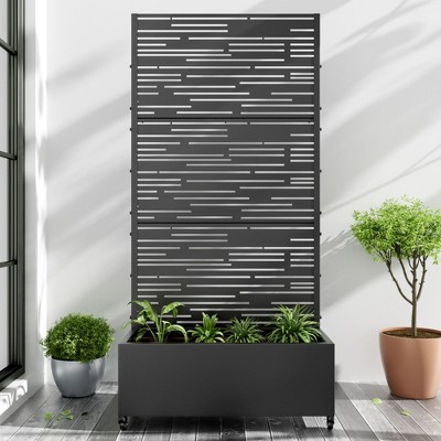 PexFix 72 in. H x 35 in. W Black Metal Rectangle Wall Planter Box with Trellis for Climbing Plants