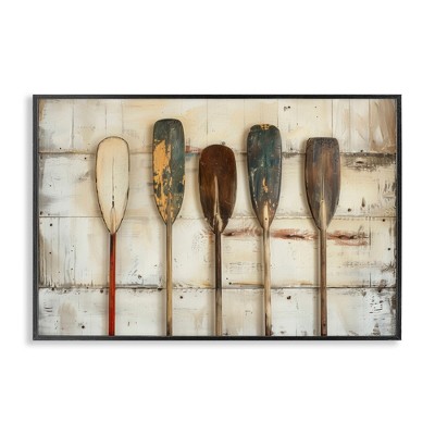 Stupell Industries Rustic Oar Lineup Framed Giclee Art