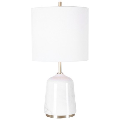 Uttermost Eloise White Marble Table Lamp – 20” Elegant Base with Brass Accents & Linen Shade