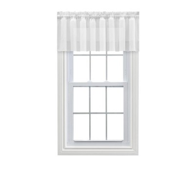 Ellis Curtain Shadow Stripe 1.5" Rod Pocket Tailored Valance for Windows 82" x 12" White
