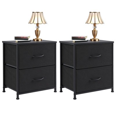 CAVINAS 2-Drawer Nightstand Metal Chest of Drawers,Set of 1/2,Storage Bed Side Table for Bedroom&Living Room,Polyester Fabric Drawers,66lbs Max