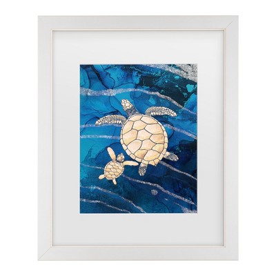 Trademark Fine Art - Sarah Manovski  Gold turtles swimming Matted Framed Art
