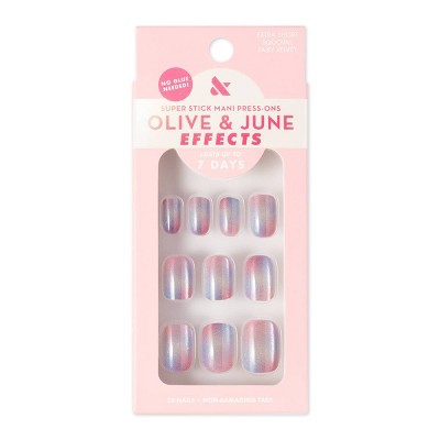 Olive & June Press-On Fake Nails Effects Tabs - XS Squoval - Fairy Velvet - 32ct