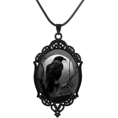 Gothic Raven & Bat Necklace for Women - Vintage Witch Choker with Cross Pendant, Halloween Punk Jewelry