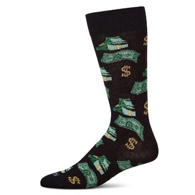 Memoi Money Bags Cash Print Bamboo Blend Crew Socks