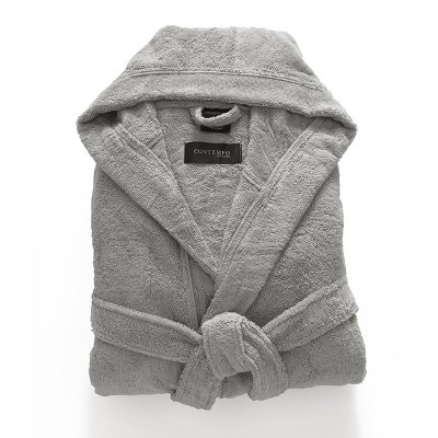 Cassadecor Terry Hood Bath Robe Steel : Microfiber, Machine Washable, Non-Slip Backing
