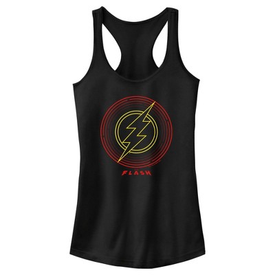 Juniors Womens The Flash Neon Lightning Bolt Stamp Racerback Tank Top